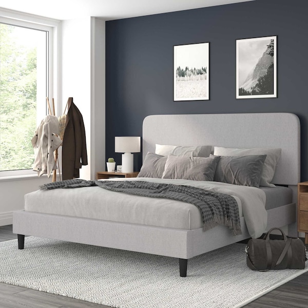 Flash Furniture Light Grey King Fabric Upholstered Platform Bed HG-3WPB21-K04-K-GY-GG - main